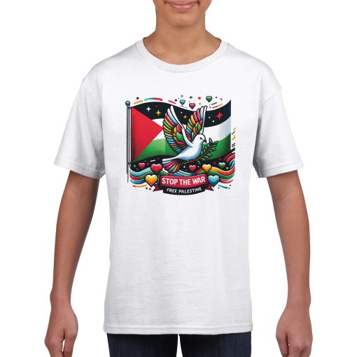 High fashion men's T-shirt with Free Palestine print to support peace