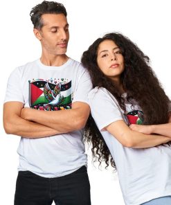 T-shirt femme haute couture avec message de paix pour la Palestine libre