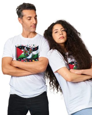 High fashion women's T-shirt with peace message for Free Palestine